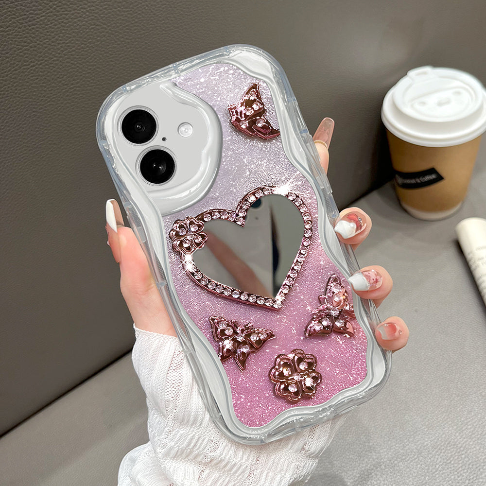 Case Hp Untuk iPhone 16 Kesing Phone Mirror Indah Casing Ponsel Cermin KupuKupu Softcase Soft Silikon Sofcase Cassing Hardcase Cesing Kasing Chasing 5249 Tahan Jatuh
