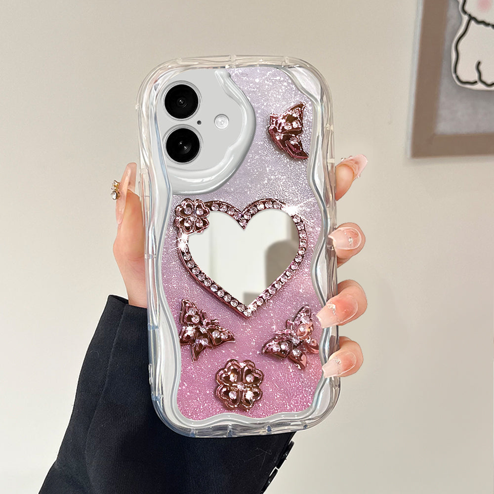 Case Hp Untuk iPhone 16 Kesing Phone Mirror Indah Casing Ponsel Cermin KupuKupu Softcase Soft Silikon Sofcase Cassing Hardcase Cesing Kasing Chasing 5249 Tahan Jatuh